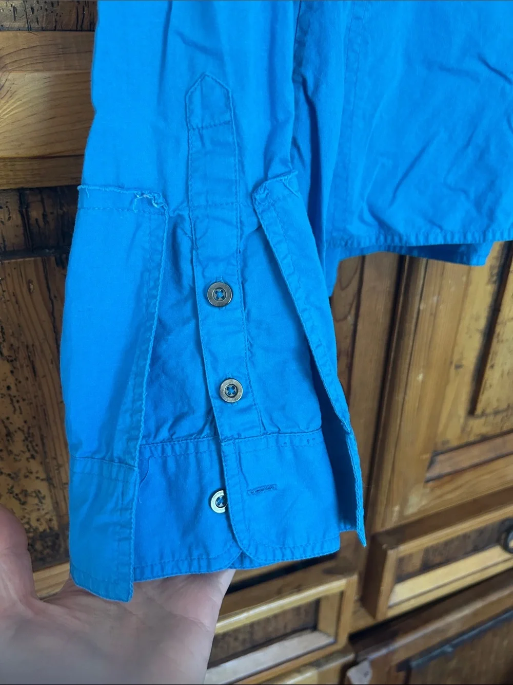 Free People Remade Poplin Shirt Button Down Double Cuff Collared Blue